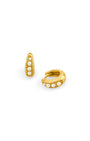 Pearl Antique Gold Huggie Hoop Earrings