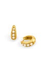Pearl Antique Gold Huggie Hoop Earrings
