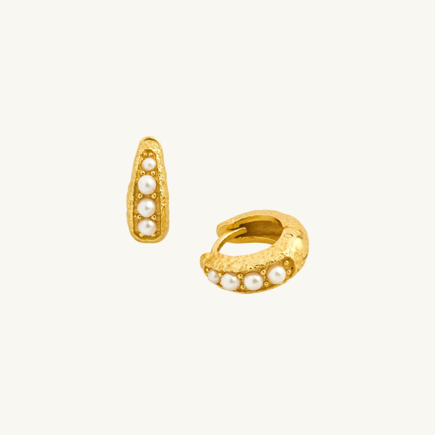 Pearl Gold Huggie Hoop Earrings