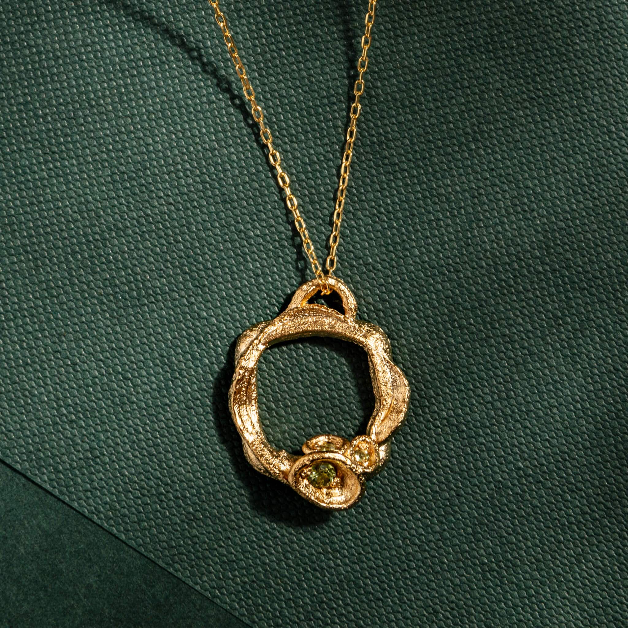 peridot and 14k gold vermeil eternity birthstone necklace