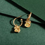Peridot and Gold Vermeil Lichen Birthstone Hoop Earrings