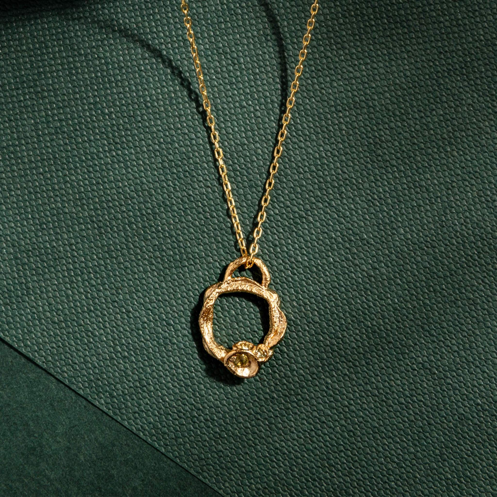 Peridot and Gold Branch Eternity Birthstone Necklace - Small