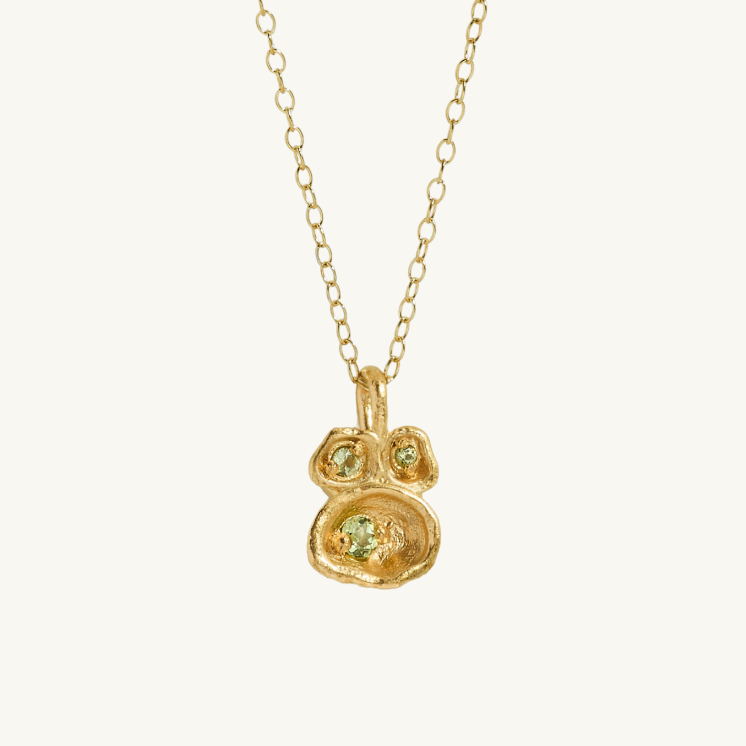Peridot Gold Lichen Pendant Necklace