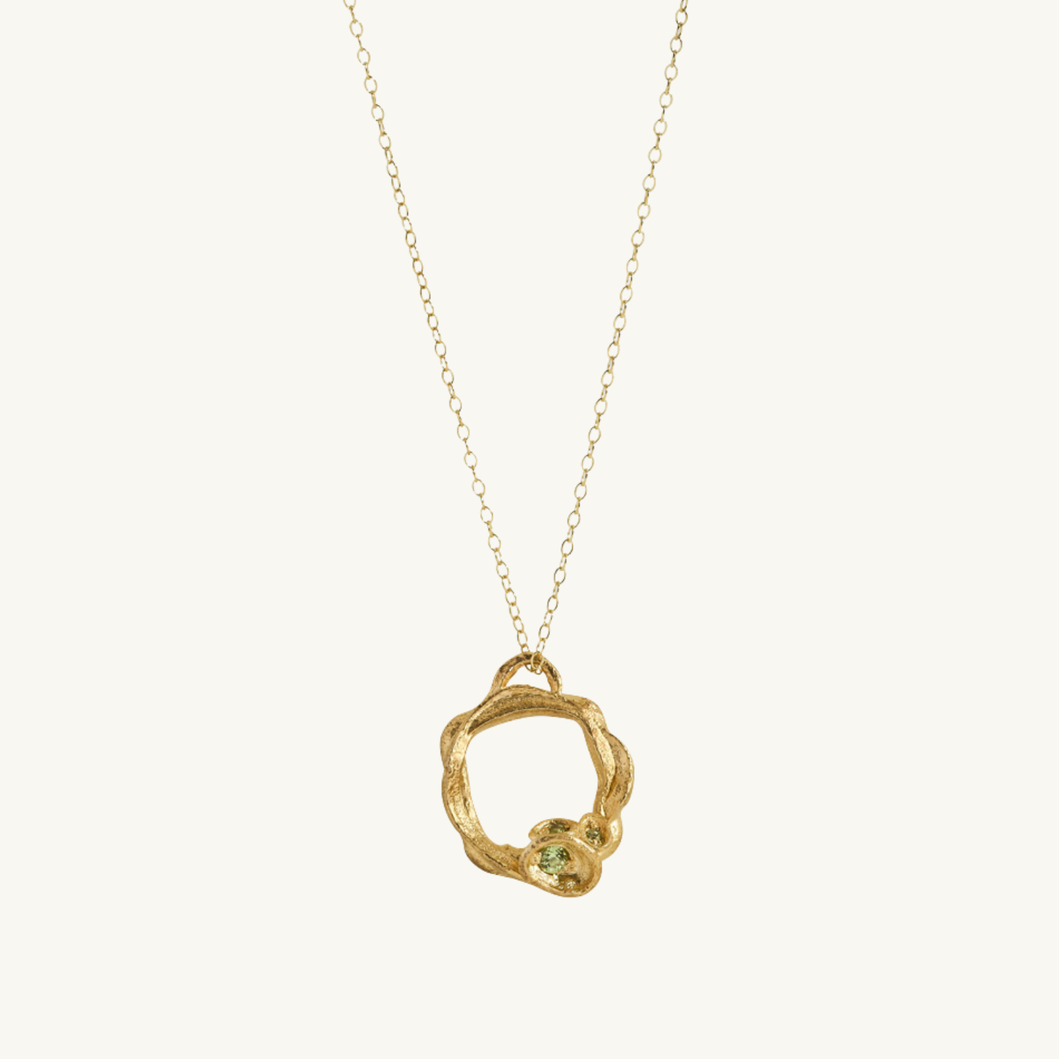 Peridot Gold Circle Necklace (Large)