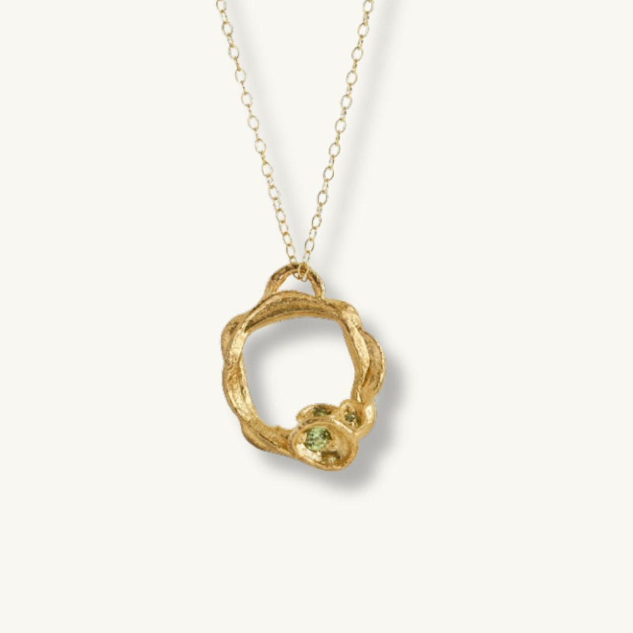 Peridot Gold Circle Necklace (Large)