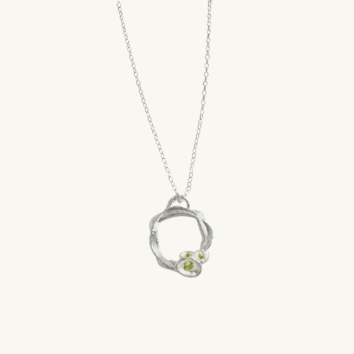 Peridot Silver Circle Necklace (Large)