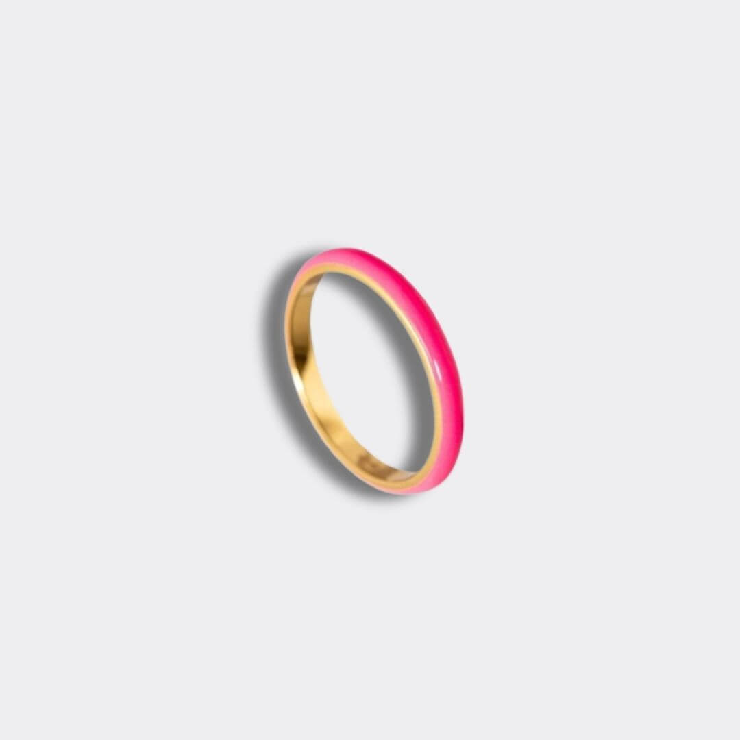 Pink Enamel 18k Gold Vermeil Stacking Ring