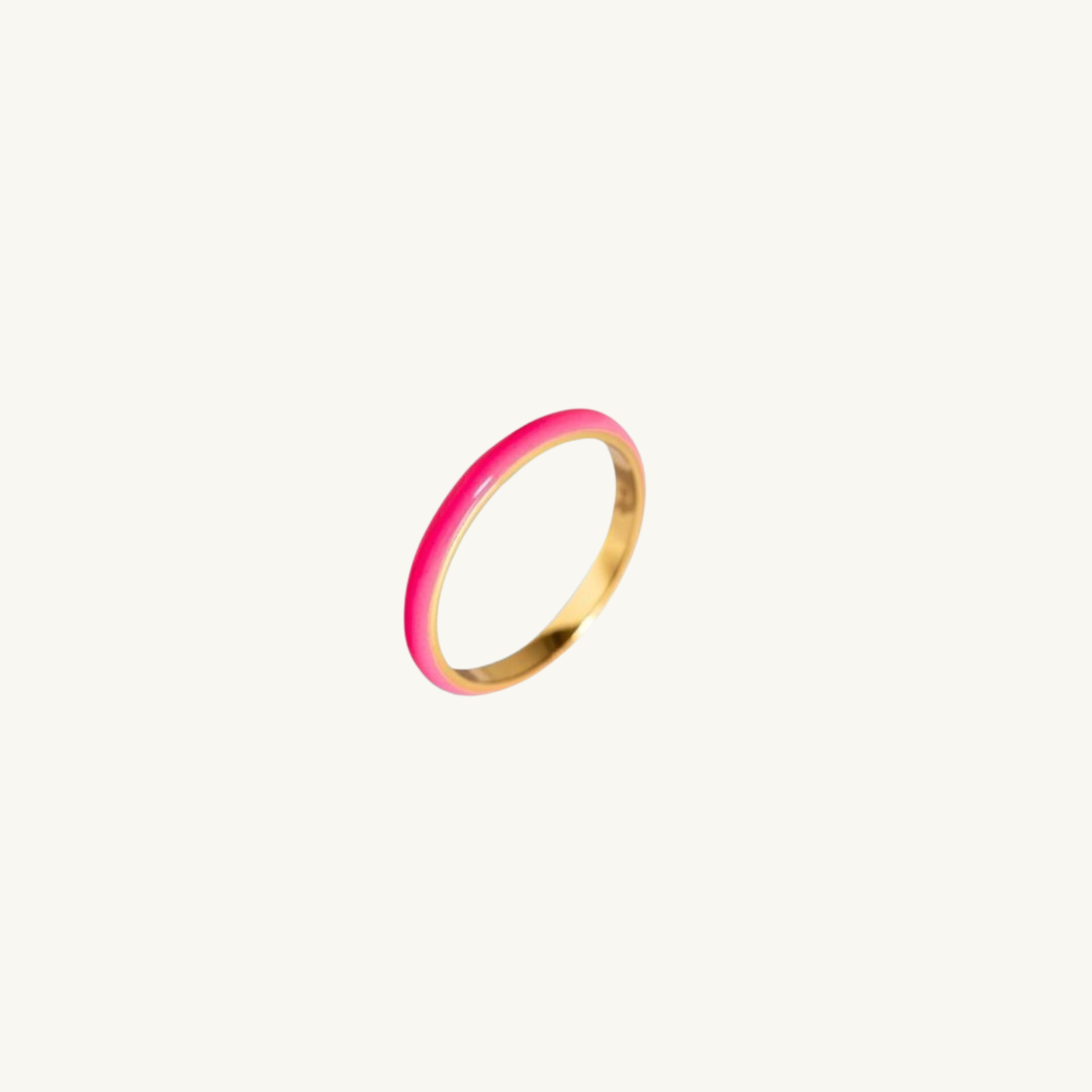 Pink Enamel Gold Vermeil Ring 