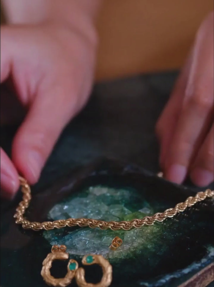model wears Gold Rope Bracelet