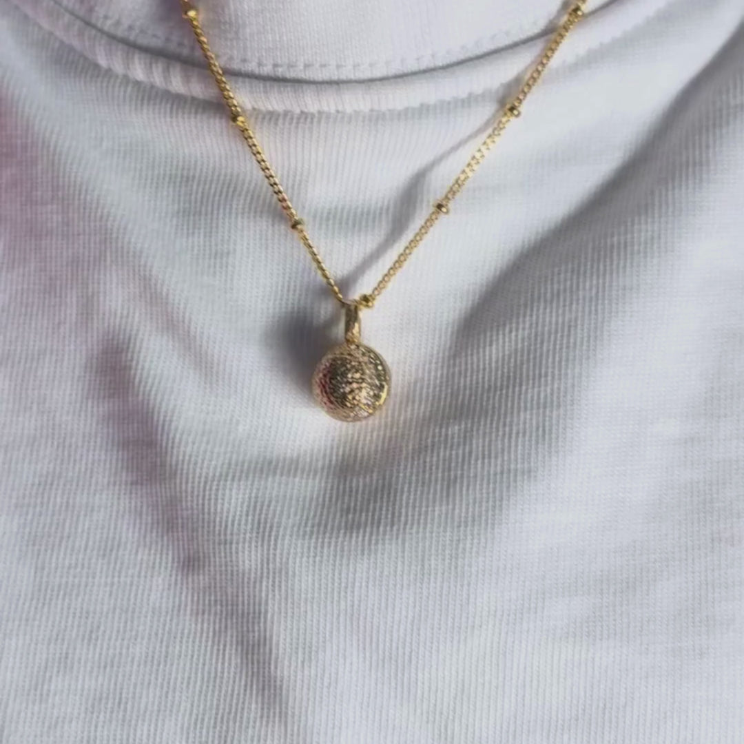 model wears 18k Gold Vermeil Sparkly Crescent Moon Charm Necklace - Claire Hill Designs 