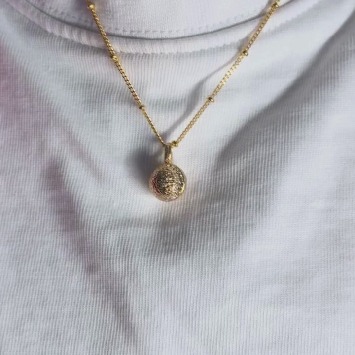 model wears 18k Gold Vermeil Sparkly Crescent Moon Charm Necklace - Claire Hill Designs 