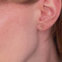 model wears 14k Gold Vermeil Shorthand Stud Earring meaning Great - Claire Hill Designs