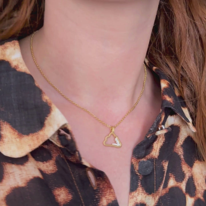 model wears Sparkly 18k Gold Vermeil Cloud Charm Necklace -  Claire Hill Designs 