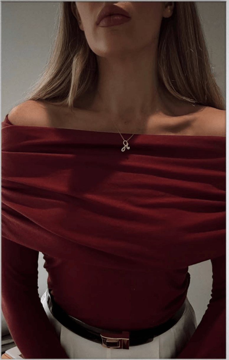 Rach London wears Fearless Shorthand charm necklace