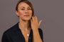 women wears C*** Silver Shorthand Coin Necklace