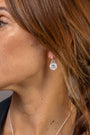 model wears Difficult Woman Silver Huggie Hoops