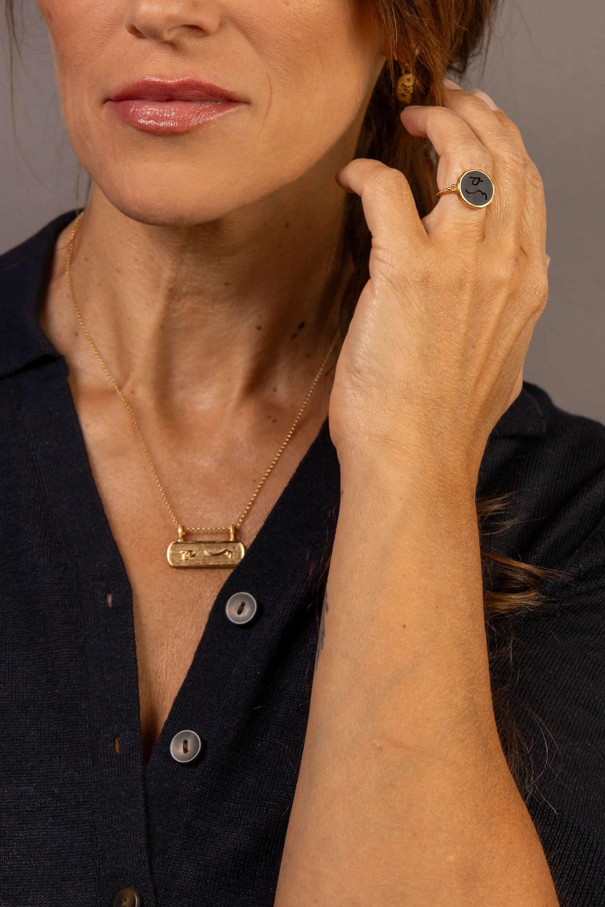 Difficult Woman Onyx Gold Ring