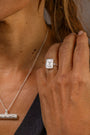 model wears Know Your Worth Silver Ring with ruby gemstone