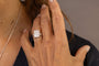 model wears Know Your Worth Silver Ring with ruby gemstone