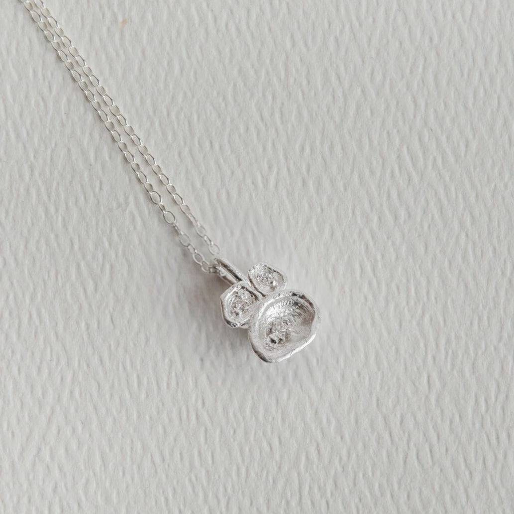 White Topaz and Silver Lichen Pendant Necklace