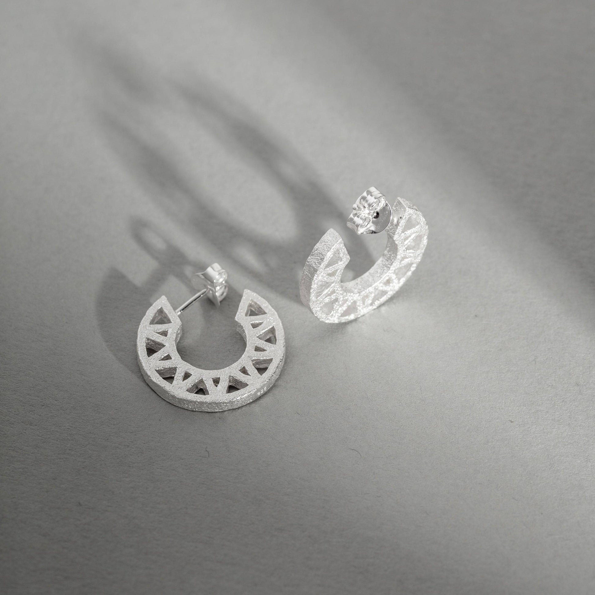 Geometric Silver Hoop Earrings