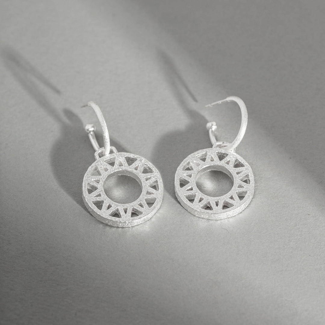 Geometric Statement Silver Hoop Earrings
