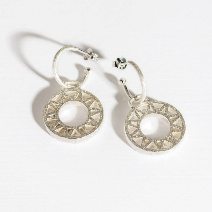 Geometric Statement Silver Hoop Earrings