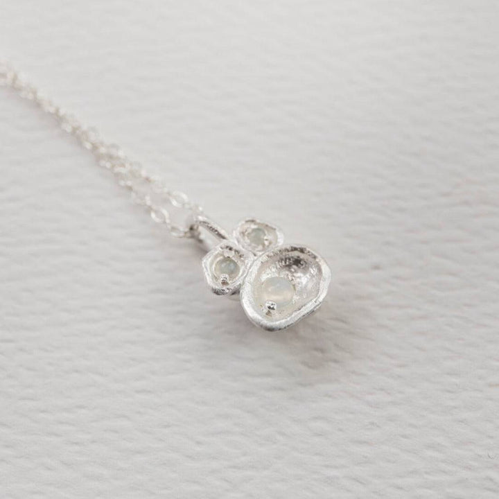 Moonstone and Silver Lichen Pendant Necklace