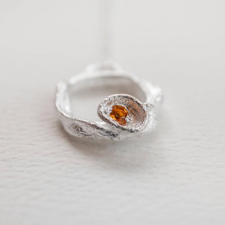 Citrine and Silver Branch Circle Necklace - Large