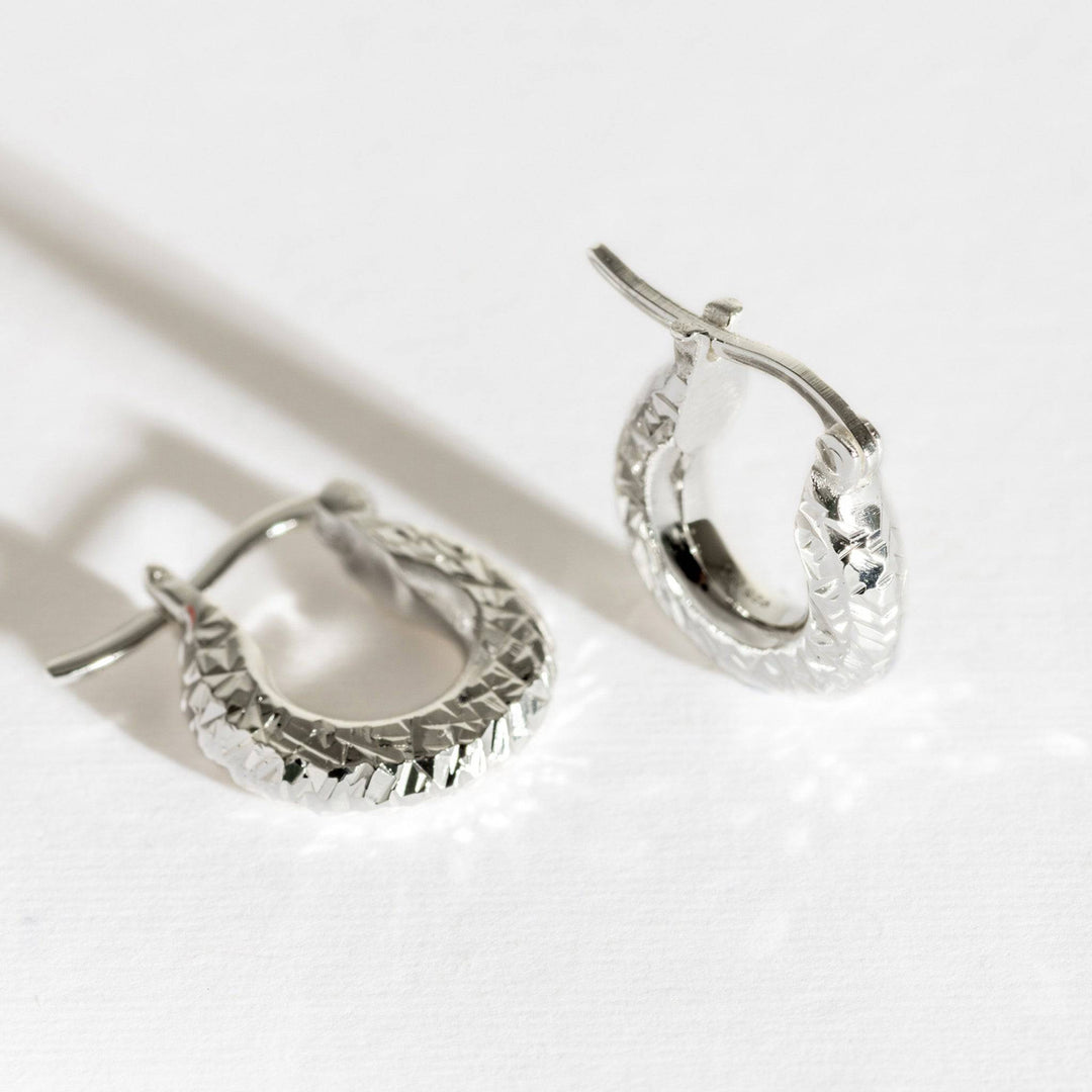 Diamond-Cut Silver Chunky Hoop Earrings