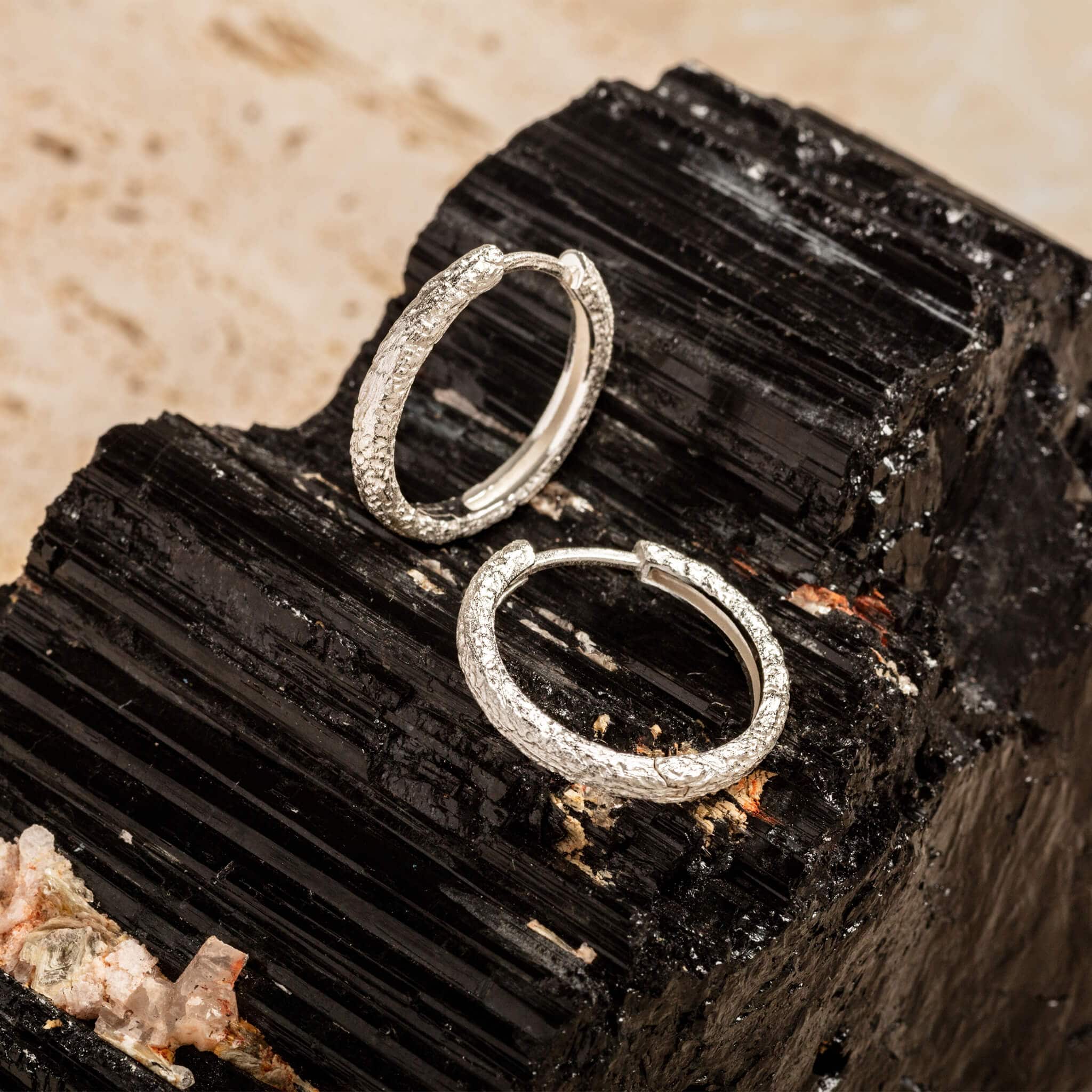 Antique Textured Large Silver Hoop Earrings