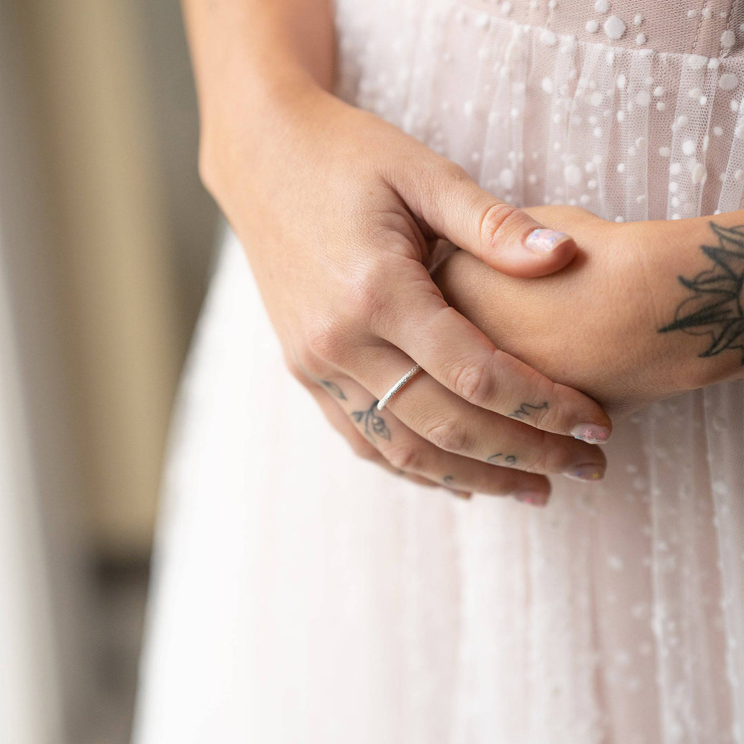 Antique-Textured Silver Stacking Ring