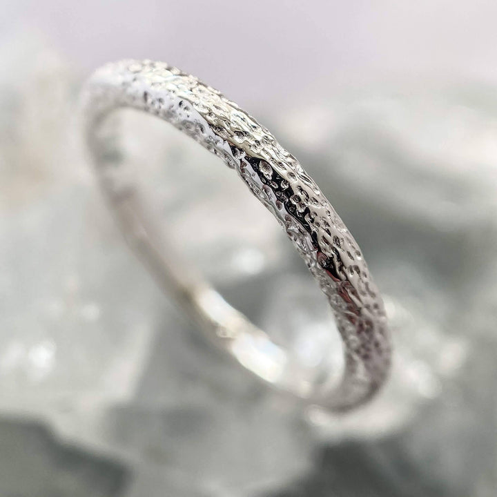 Antique-Textured Silver Stacking Ring