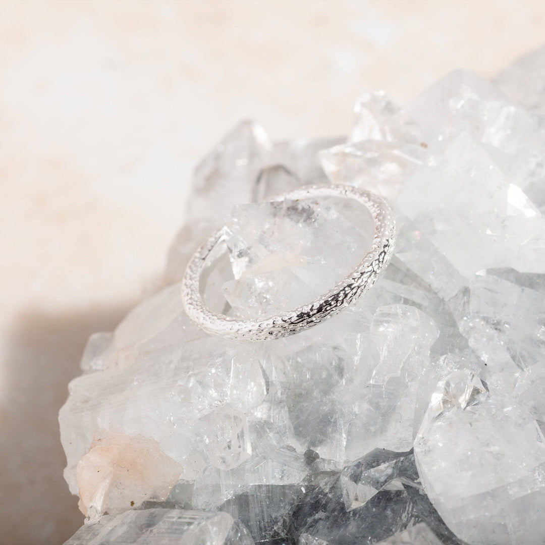 Antique-Textured Silver Stacking Ring