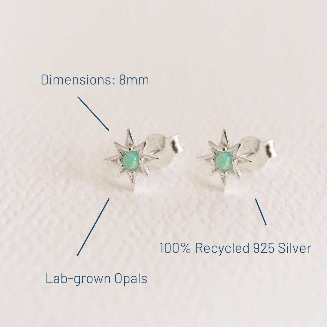 Opal Silver Star Mini Stud Earrings