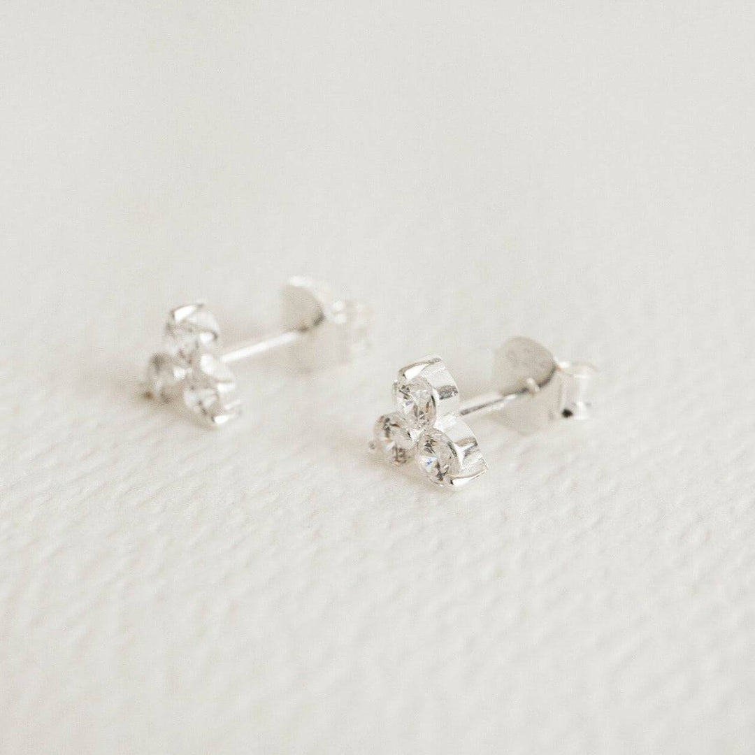 Triple Sparkly Silver Mini Stud Earrings