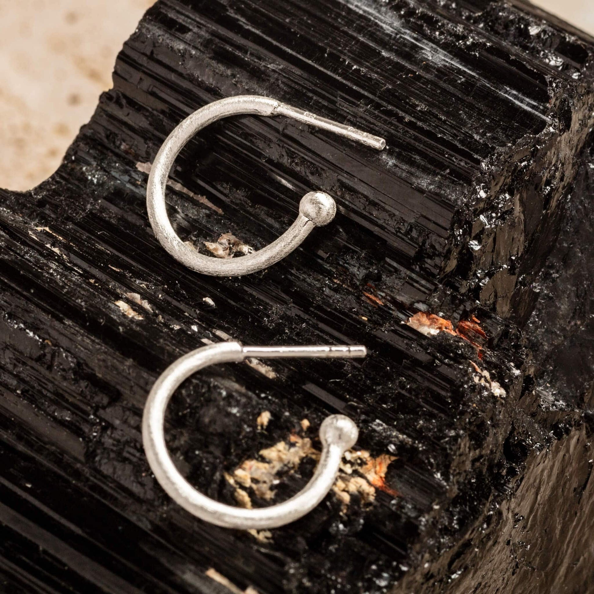 Minimalist Brushed Silver Hoop Earrings