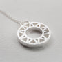 Geometric Silver Disc Pendant Necklace - close up