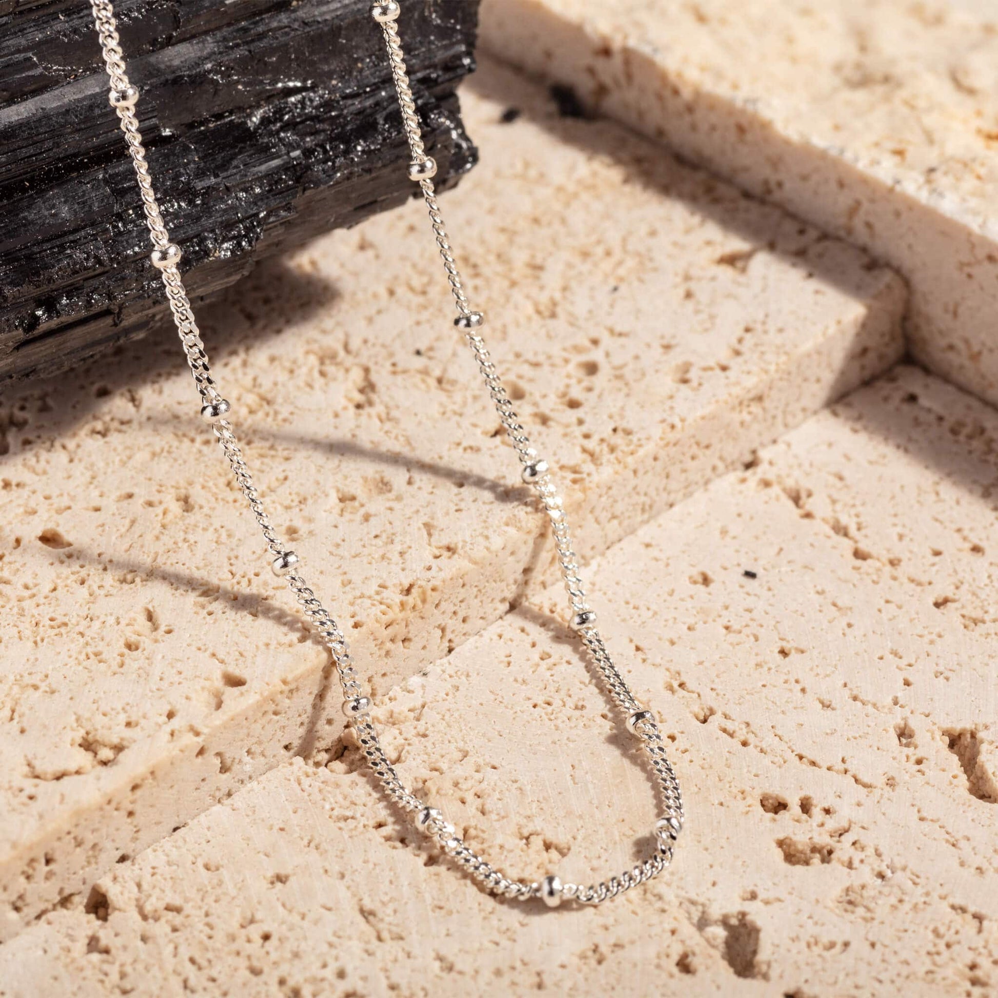 Satellite Beaded Silver Chain Necklace