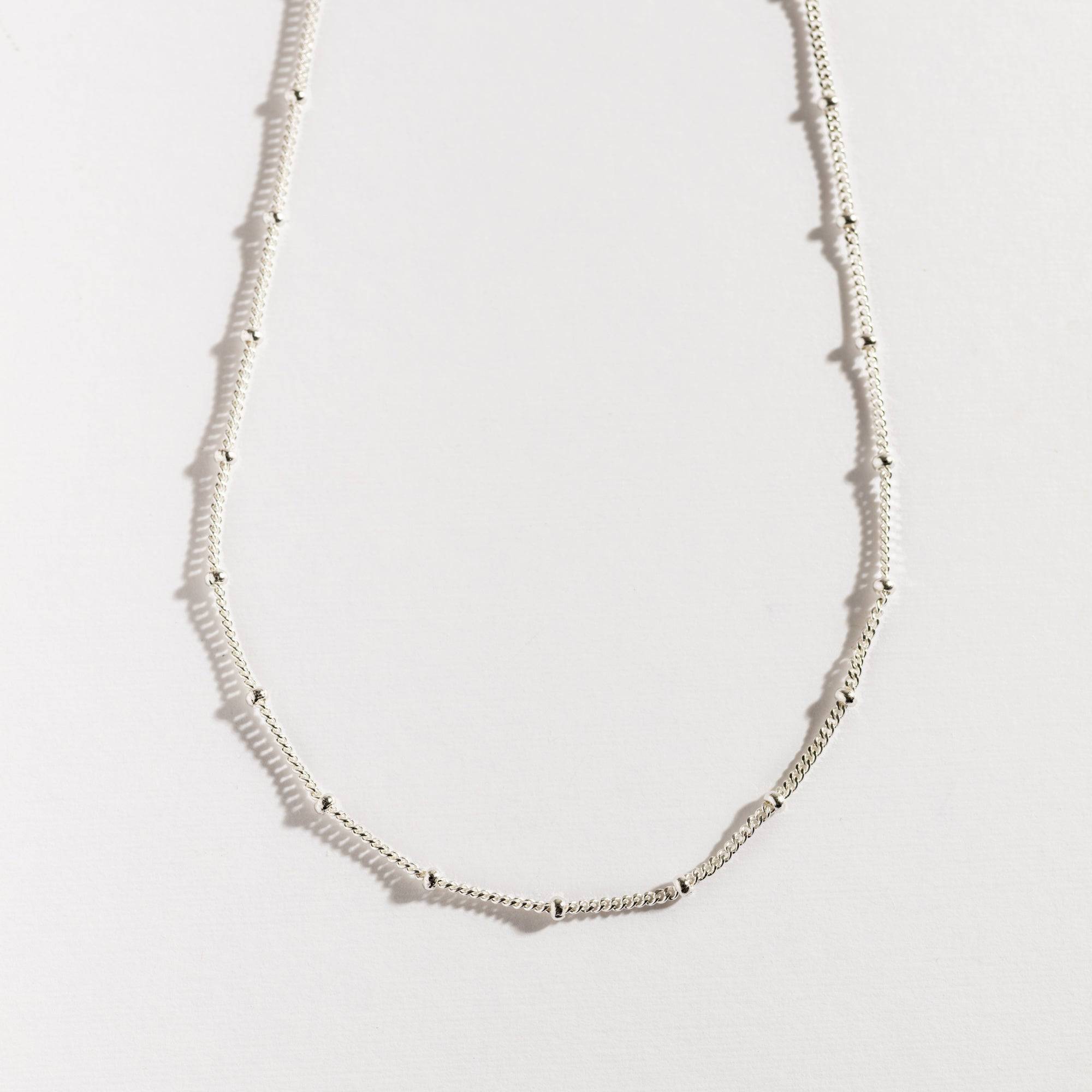 Satellite Beaded Silver Chain Necklace