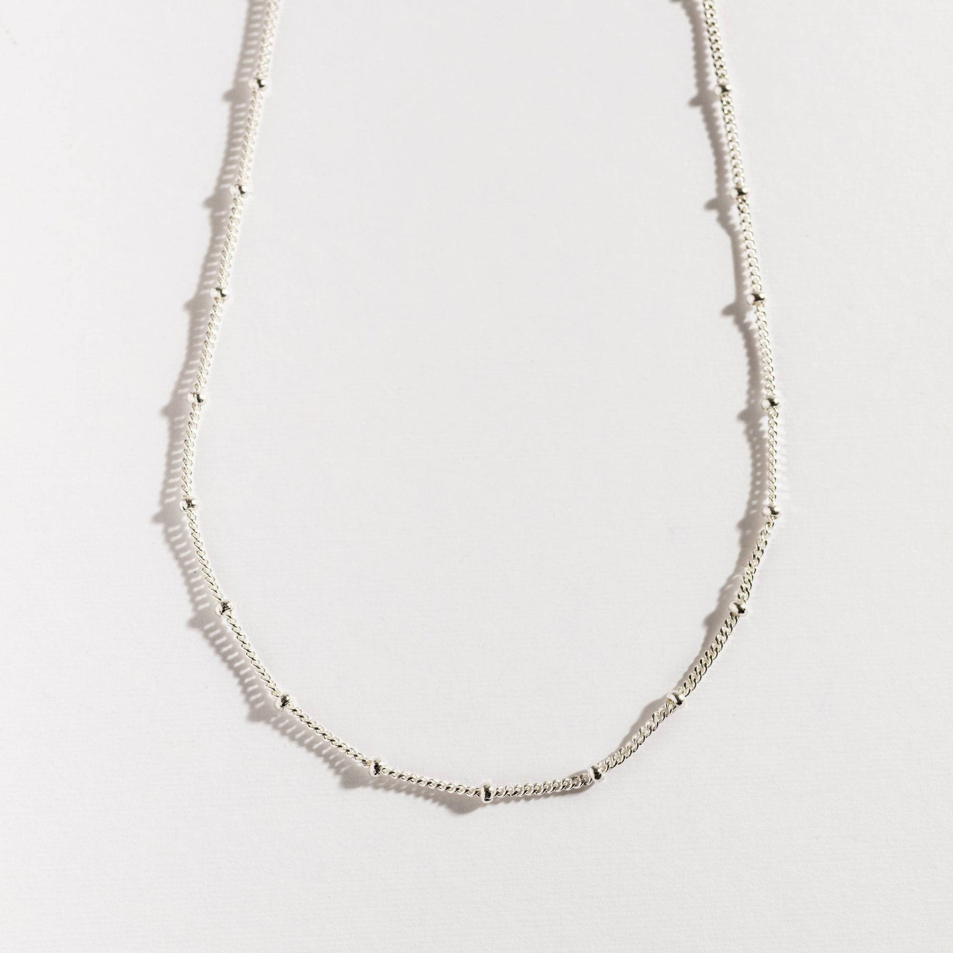 Satellite Beaded Silver Chain Necklace