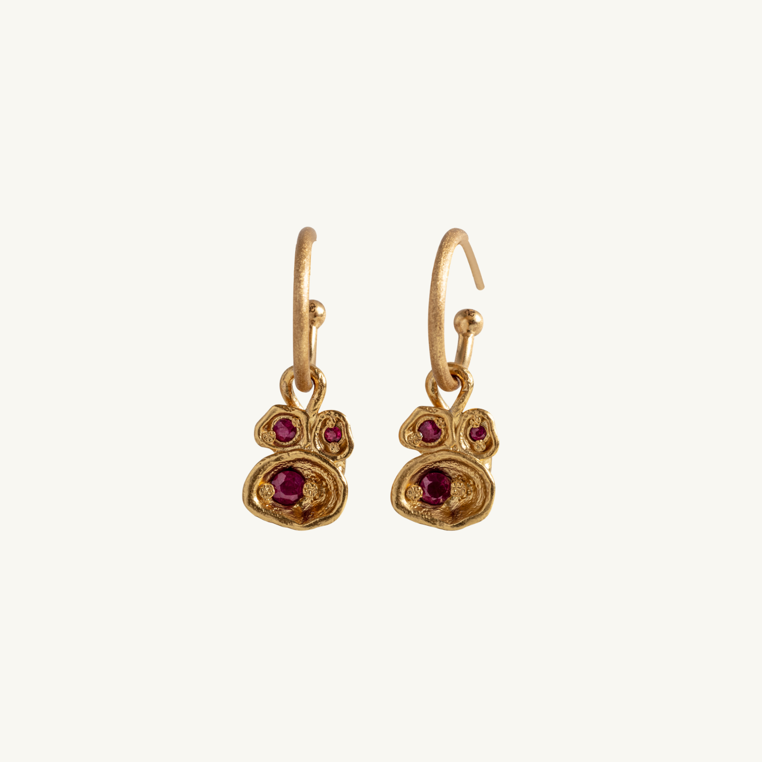 Ruby Gold Lichen Hoop Earrings