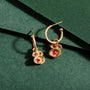 Ruby and Gold Lichen Birthstone Hoop Earrings