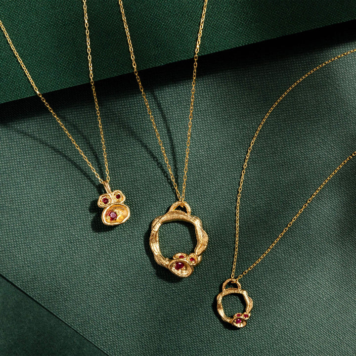 Ruby 14k Gold Vermeil Birthstone Necklace Collection