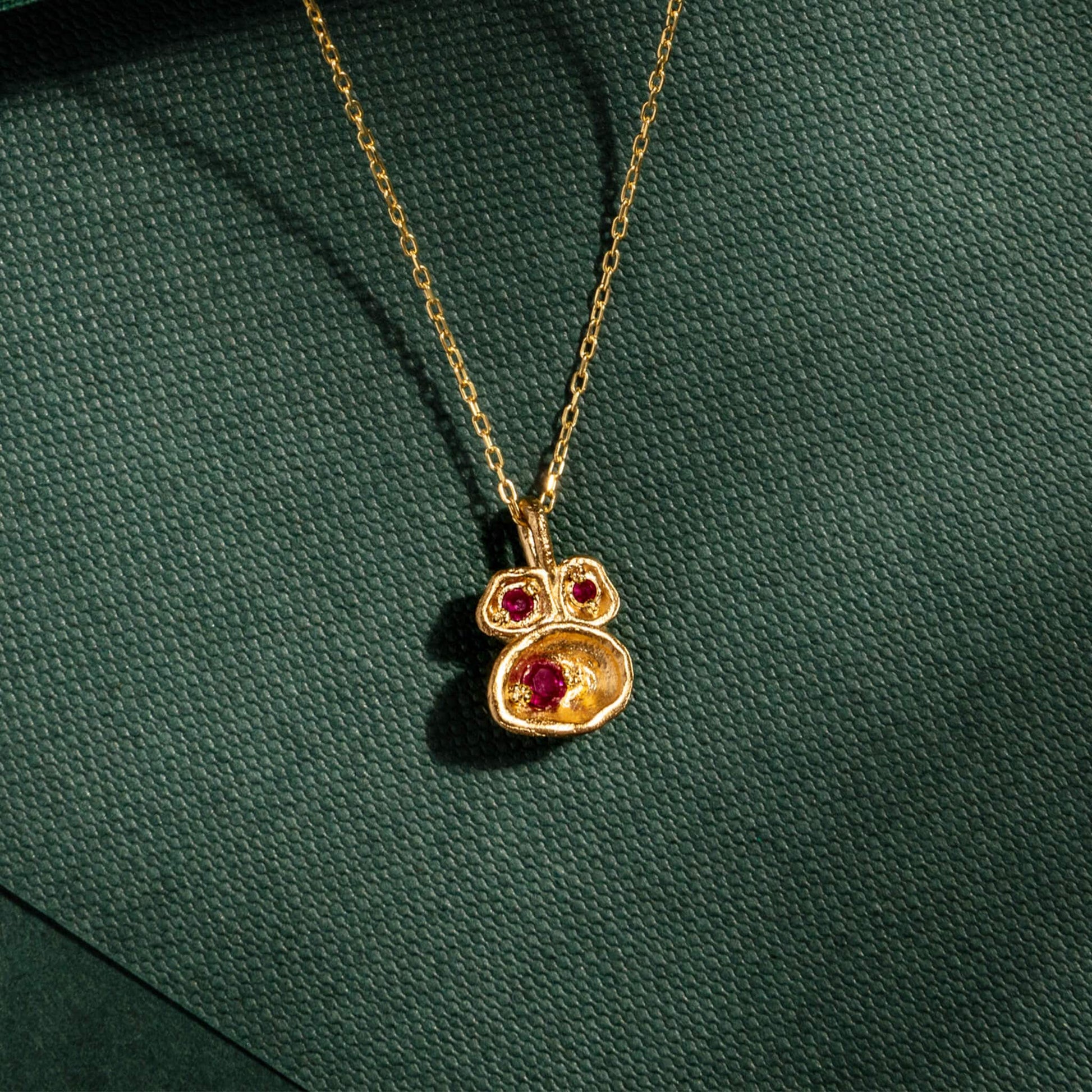 Ruby Gold Lichen Pendant Birthstone Necklace