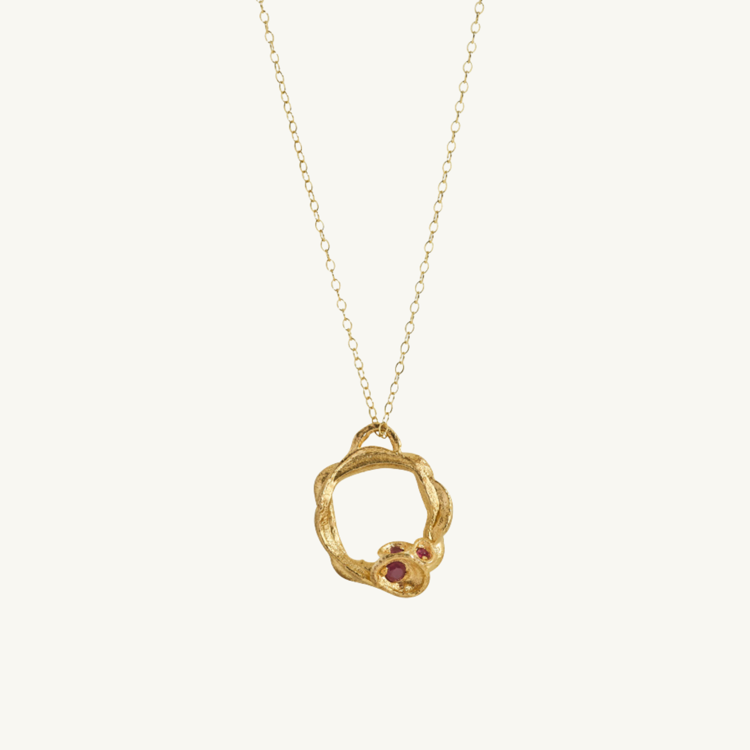 Ruby Gold Circle Necklace (Large)
