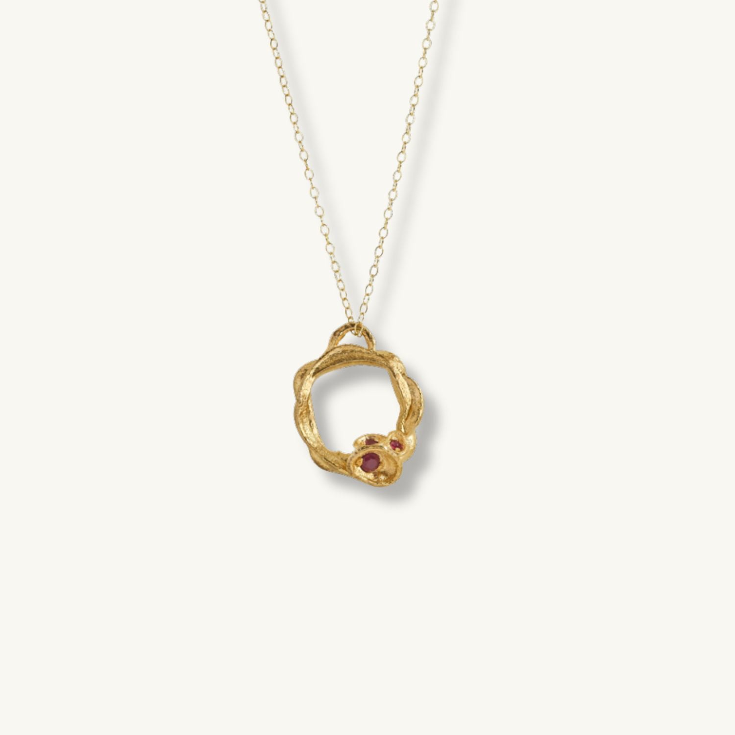 Ruby Gold Circle Necklace (Large)