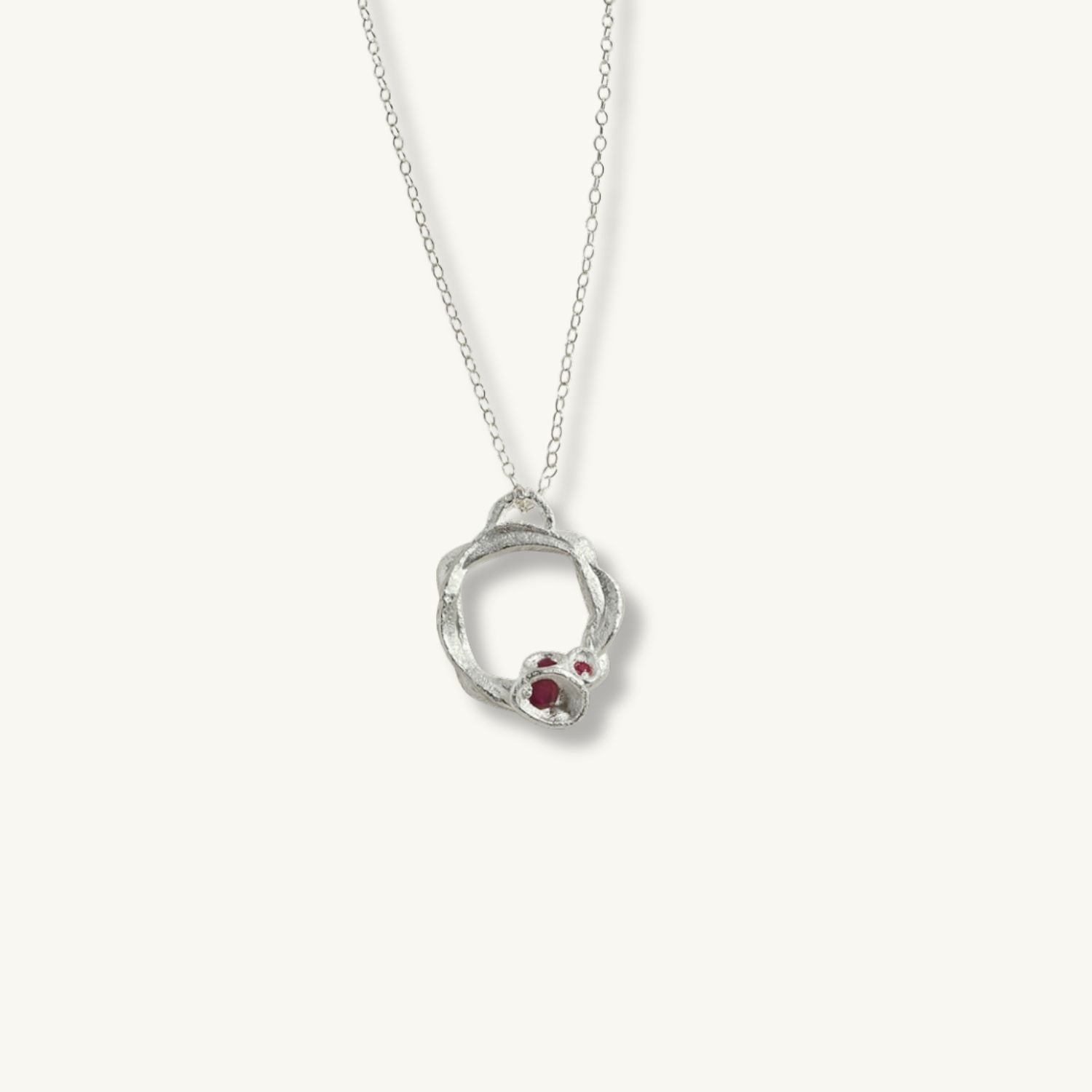 Ruby Silver Circle Necklace (Large)