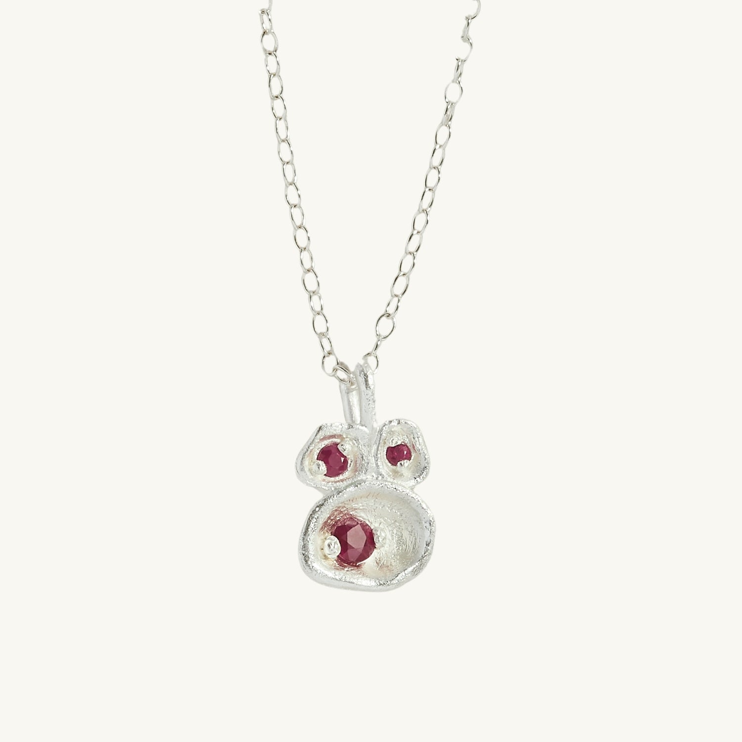 Ruby Silver Lichen Pendant Necklace
