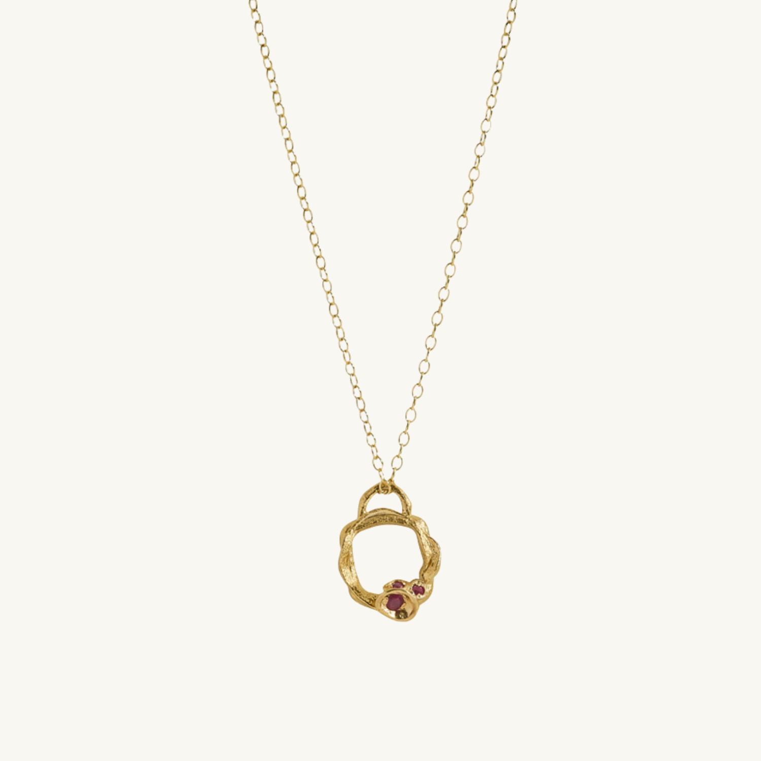 Ruby Gold Circle Necklace (Small)